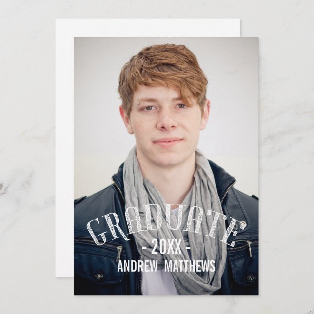 Retro Typography Photo Studentfest Inbjudan (Fram/baksida)