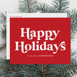 Retro Typography Red Glad helg non-Photo Vykort