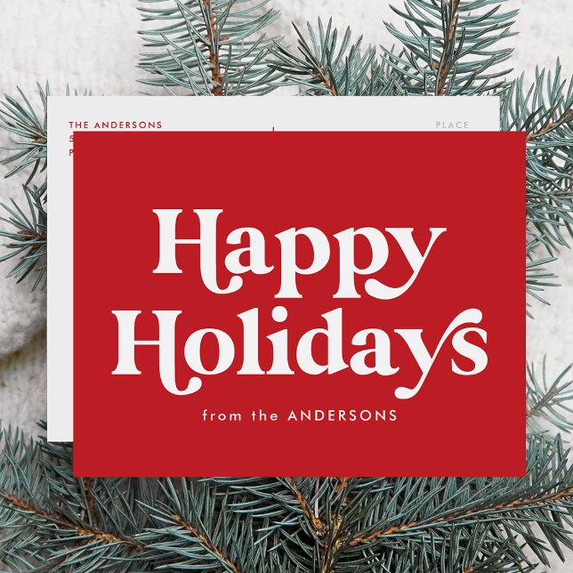 Retro Typography Red Glad helg non-Photo Vykort (Skapare uppladdad)