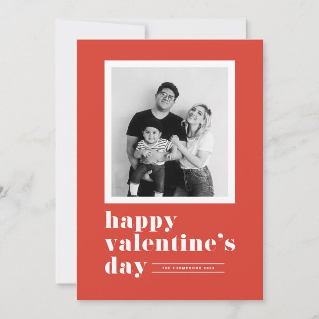 Retro Typography Red Photo Valentine Day Julkort (Framsida)