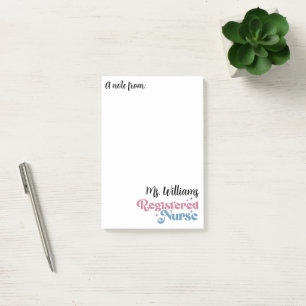 Retro Typography Registered Nurse Notes Post-it Block