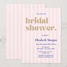 Retro Typography Rosa Stripe-Möhippa Inbjudningar