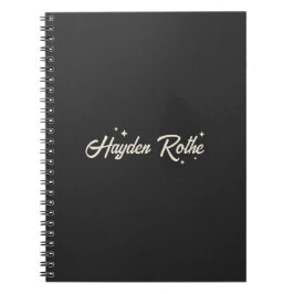 Retro Typography Stars Black Anteckningsbok