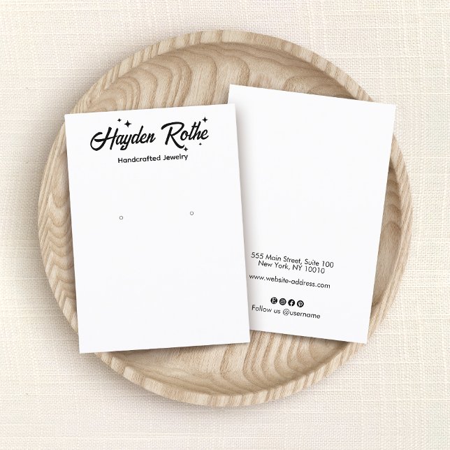 Retro Typography & Stars White Earring Visning Visitkort (Skapare uppladdad)