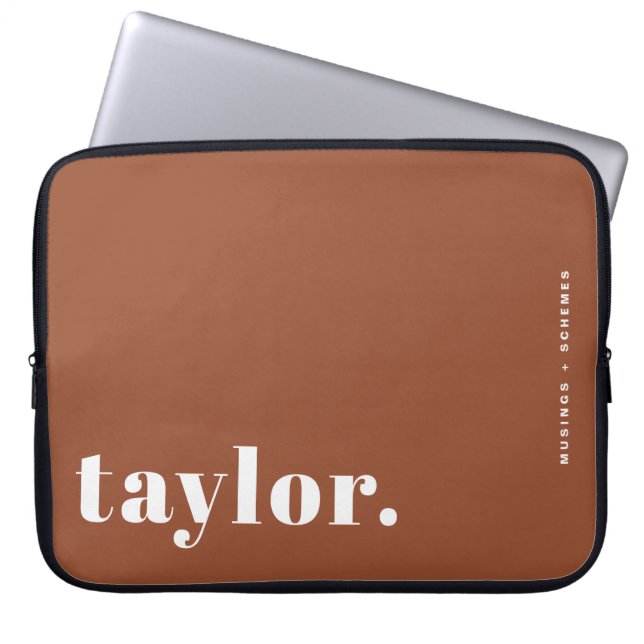 Retro Typography Terracotta Personlig Laptop Fodral (Framsidan)