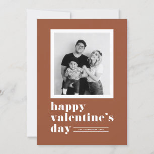 Retro Typography Terracotta Photo Valentine Day Julkort