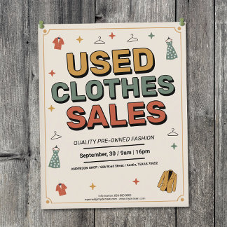 Retro Typography - Used Clothes Sales Flygblad