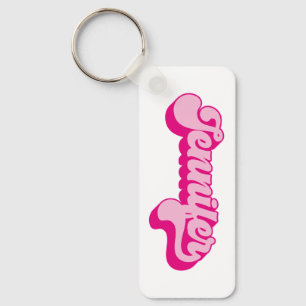Retro typsnitt Hot Pink Jennifer Nyckelring