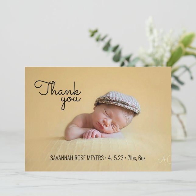 Retro Typsnitt Photo Tackkort Inbjudningar (Stående Fram)