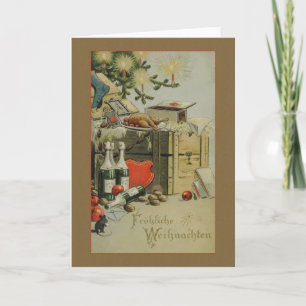 Retro tysk Fröhliche Weihnachten julkort Helgkort