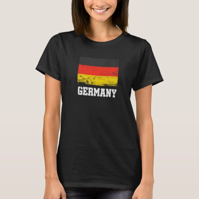 Retro Tyskland Flagga, tyskt Pride T Shirt (Framsida)