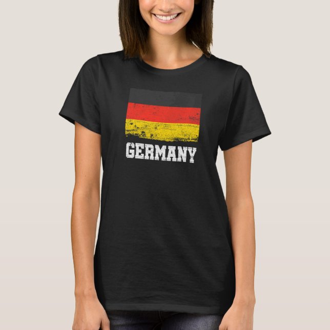 Retro Tyskland Flagga, tyskt Pride T Shirt (Framsida)
