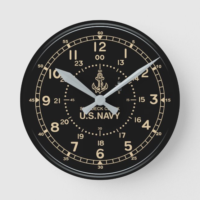 Retro U.S. NAVY Clock imitation Rund Klocka (Framsida)
