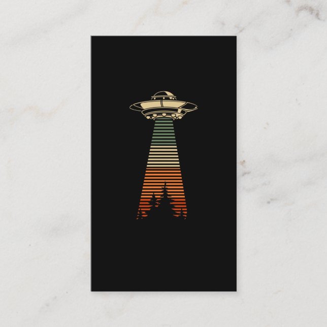 Retro UFO Abduction Forest Alien Spaceship Visitkort (Framsida)