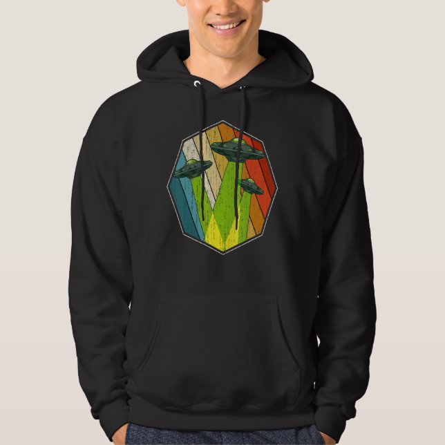 Retro Ufo Abduction Sci Fi Extraterrestrial Ufo Hoodie (Framsida)