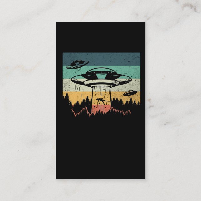 Retro UFO Alien Human Abduction Spacesesp Visitkort (Framsida)
