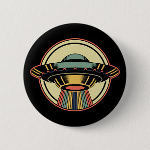 Retro UFO Alien Knapp