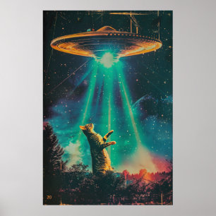 Retro UFO Alien Poster - Vintage-SCSI-teckentabell