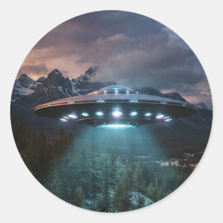 Retro UFO Alien Rymdskepp Klistermärke – Flygande
