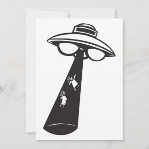 Retro UFO-bortföringsgrafik Alien Sci-Fi Inbjudningar