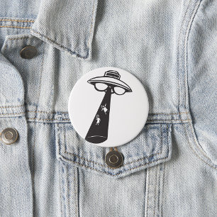 Retro UFO-bortföringsgrafik Alien Sci-Fi Knapp