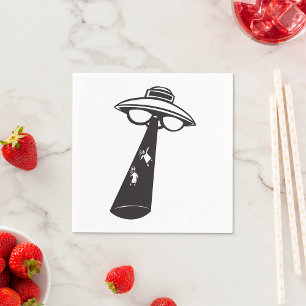 Retro UFO-bortföringsgrafik Alien Sci-Fi Pappersservett