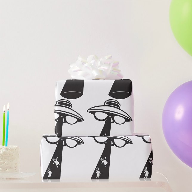 Retro UFO-bortföringsgrafik Alien Sci-Fi Presentpapper (Skapare uppladdad)