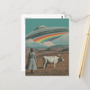 Retro-UFO över korgpastorn Vykort