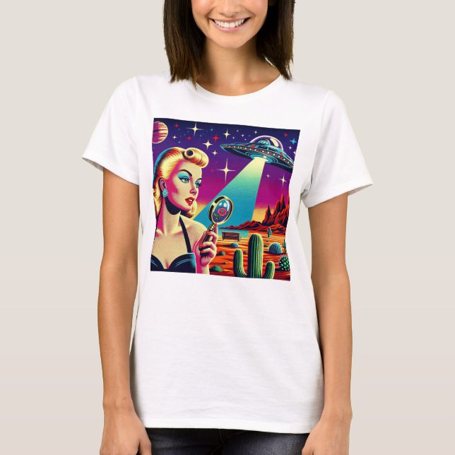 Retro UFO Pin-Up T Shirt (Framsida)