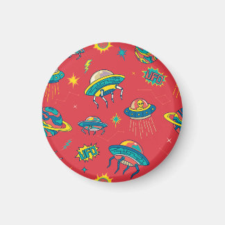 Retro UFO-utrymmesinkräktare Magnet