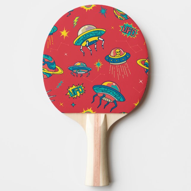 Retro UFO-utrymmesinkräktare Pingisracket (Framsidan)