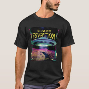 Retro UFO-utrymmeskontrakt för UFO och Alien Belie T Shirt