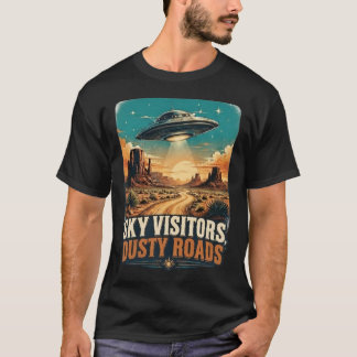 Retro UFO Västra Ökenlandskap Vintage T Shirt