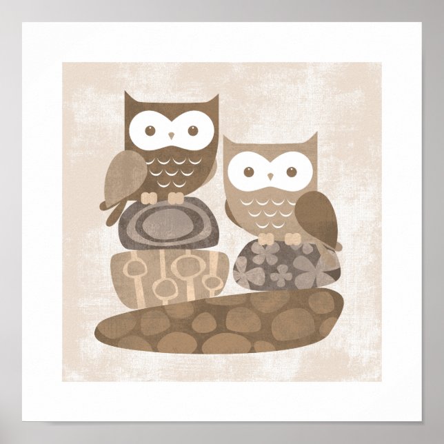 Retro Uggla Affisch Print (Framsidan)