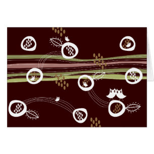 Retro Uggla Family Cute Whimsical Rand Nest Roligt OBS Kort