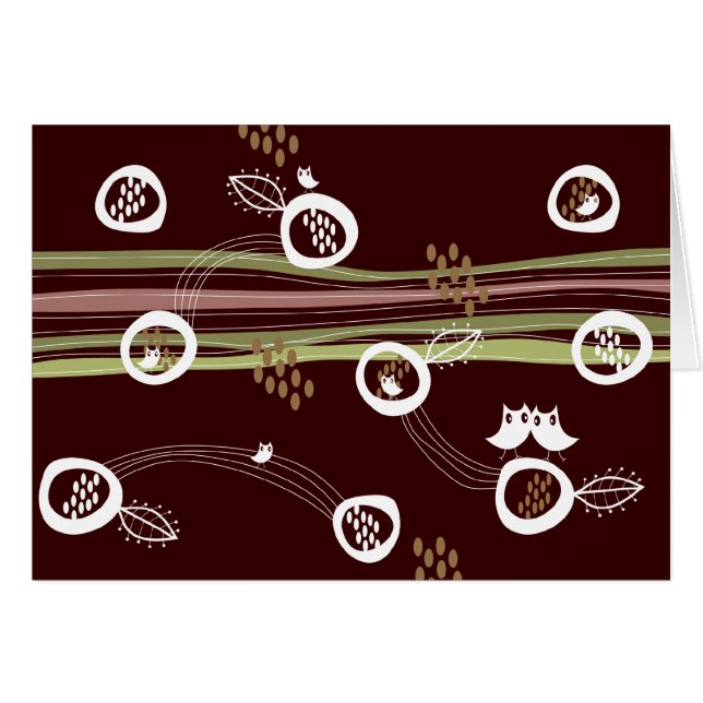 Retro Uggla Family Cute Whimsical Rand Nest Roligt OBS Kort (Framsidan Horizontal)