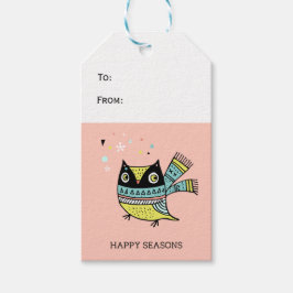 Retro uggla-halssäsong lycklig presentetikett