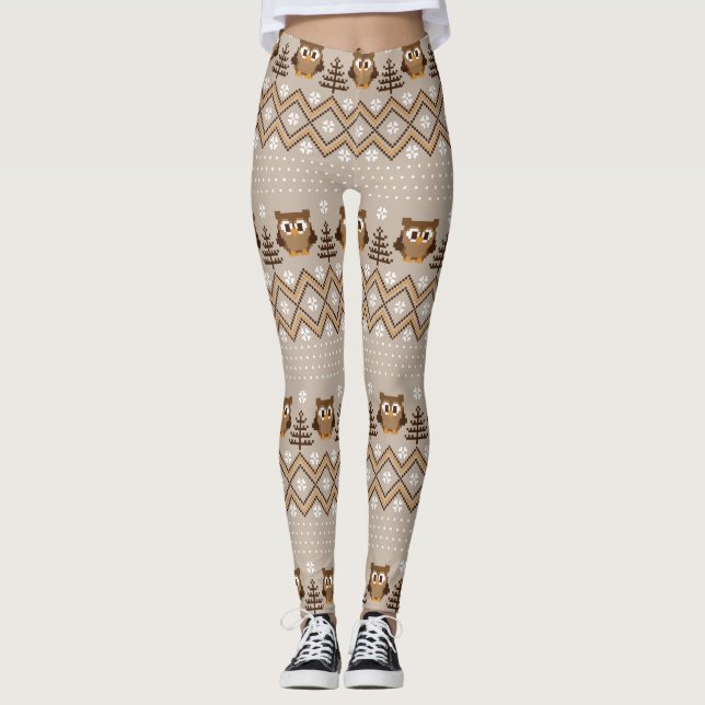 Retro Uggla Knsigned Design Leggings (Framsida)