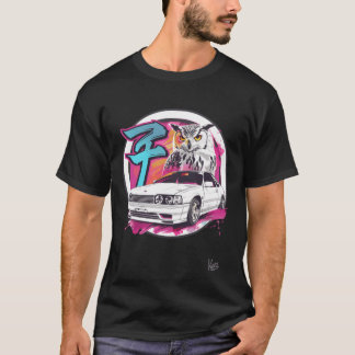 Retro Uggla och Bil Design familj present T Shirt