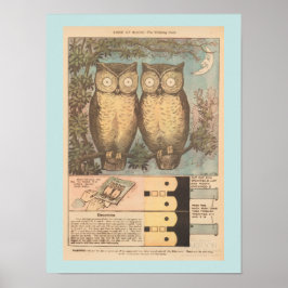 Retro uggla söt höst hantverk poster