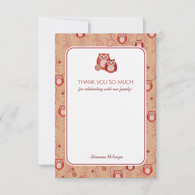 Retro Uggla Tack - platta kort (Framsida)