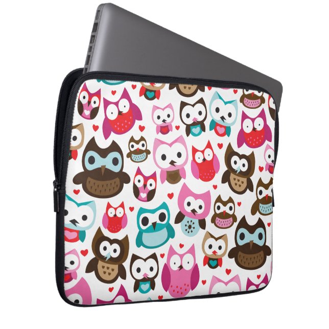 Retro ugglamönsterlaptop sleeve (Framsidan Höger)