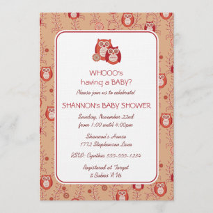 Retro Ugglor Baby Shower-inbjudan Inbjudningar