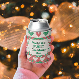 Retro Ugly Christmas Sweater Green Red Hearts