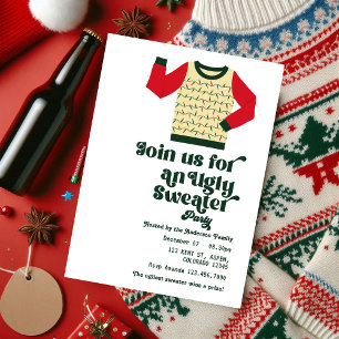 Retro Ugly God jul Party Inbjudningar