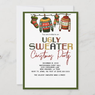 Retro Ugly jul Sweater Julfest Inbjudningar