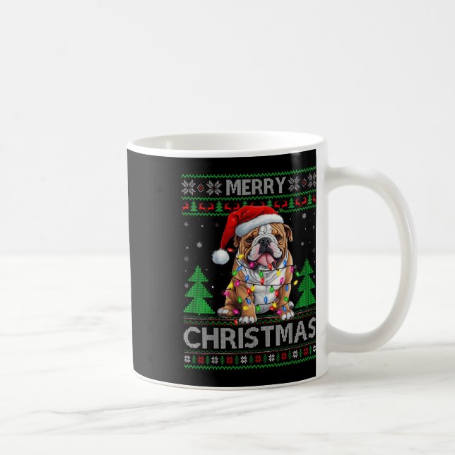 Retro Ugly Julafton Sweater Stil Santa Bulldog Hun Kaffemugg (Höger)
