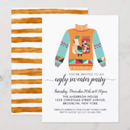 Retro Ugly Sweater Rustic Chicken Party Inbjudningar