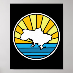 Retro Ukraina Solnedgång 70-talet Färgat Gl Design Poster