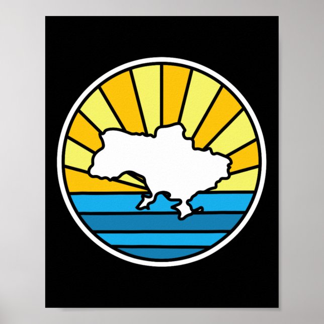 Retro Ukraina Solnedgång 70-talet Färgat Gl Design Poster (Framsidan)